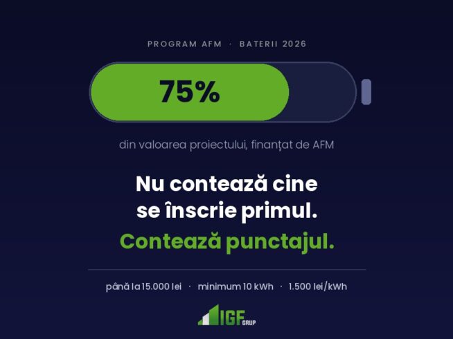 Program AFM baterii 2026 — finanțare de până la 15.000 lei pentru sisteme de stocare